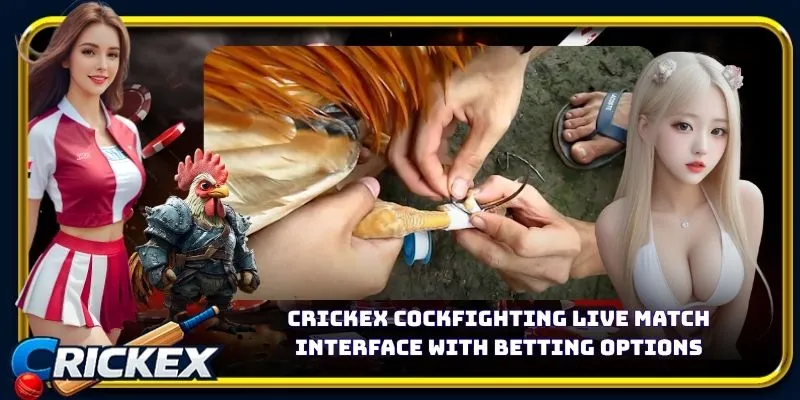 Alt: crickex cockfighting live match interface with betting options