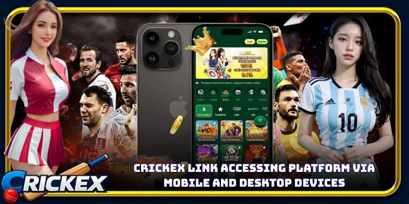 Alt: crickex link accessing platform via mobile and desktop devices