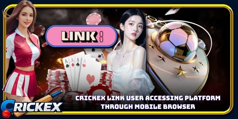 Alt: crickex link user accessing platform through mobile browser
