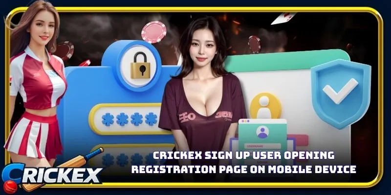 crickex sign up user opening registration page on mobile device