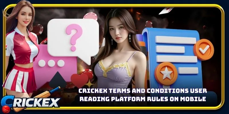 Alt: crickex terms and conditions user reading platform rules on mobile